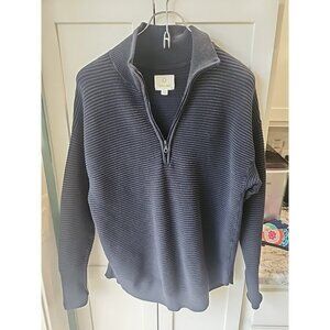 OFFLINE by Aerie Womens Black Ribbed Knit Half Zip Pullover Sweater Sz S